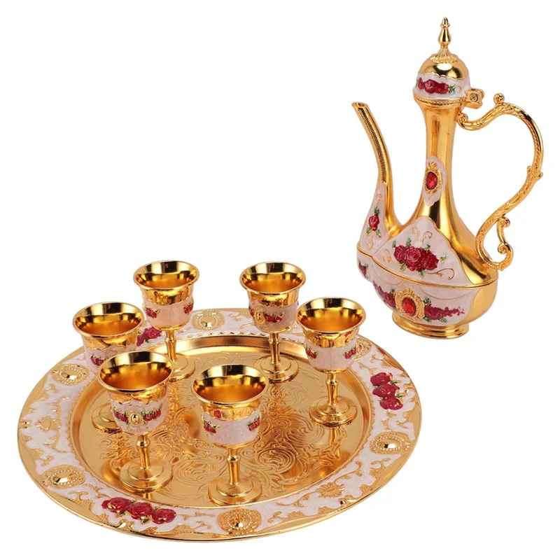 

Reliable Vintage Turkish Coffee Set Zinc Alloy Tea Pot And Cups Elegant Ambience For Home Coffee Shop Decoration