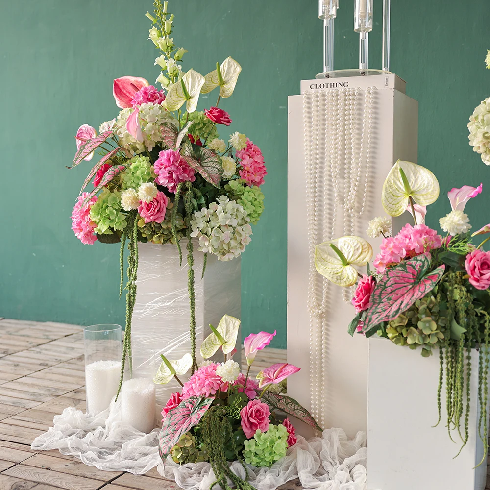Wedding DIY Decor Artificial Flower Arrangement-Anthurium, Hydrangea, Rose Centerpiece Floor Floral for Event Decor Props FL3044 - view 4