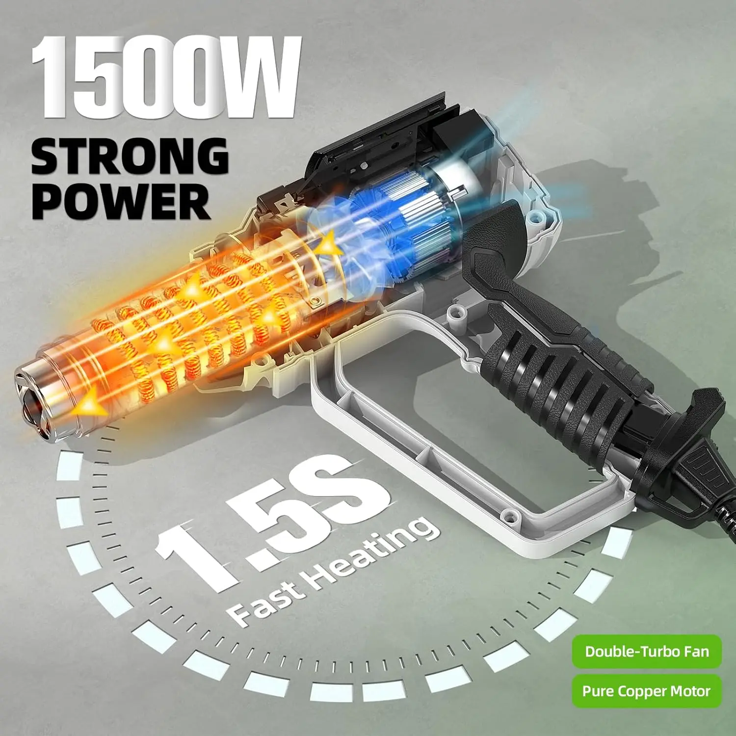 Imagem -03 - Pistola de ar Quente Lcd 12 Temperaturas Variáveis Ajustável 120 °c1110 °c Pistola Térmica 1500w 2000w Alta Potência Acessórios