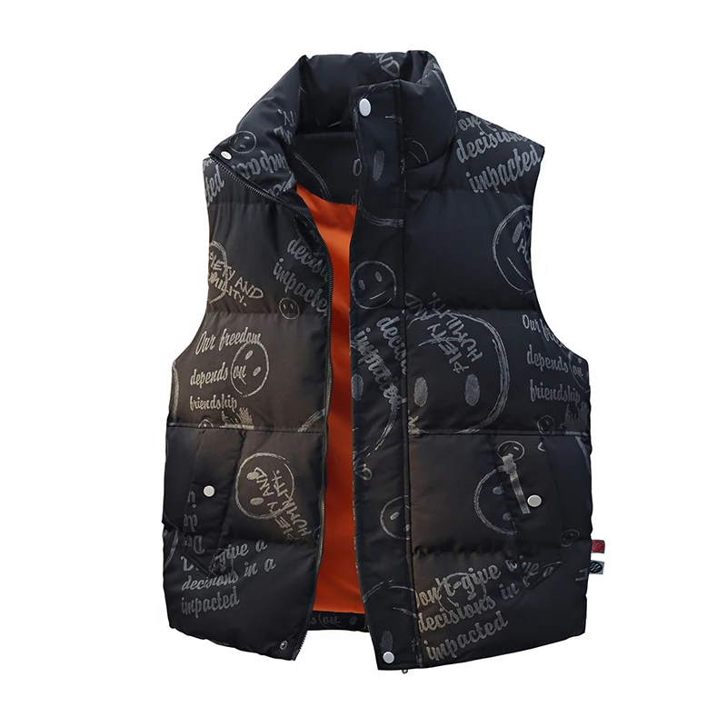 Fall/Winter Jacket for Men - Printed Loose-Fitting Down and Cotton Warmth Couple's Pullover Men's Versatile Backless Coat M-8XL