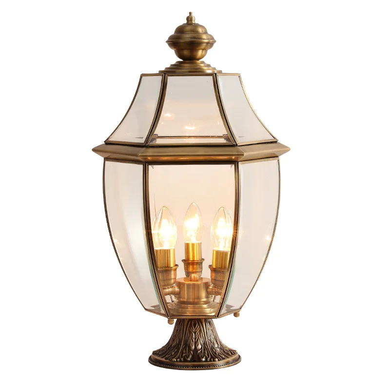 Lampe d'extérieur étanche en cuivre, style européen, pilier de cour, pour Villa, jardin, clôture