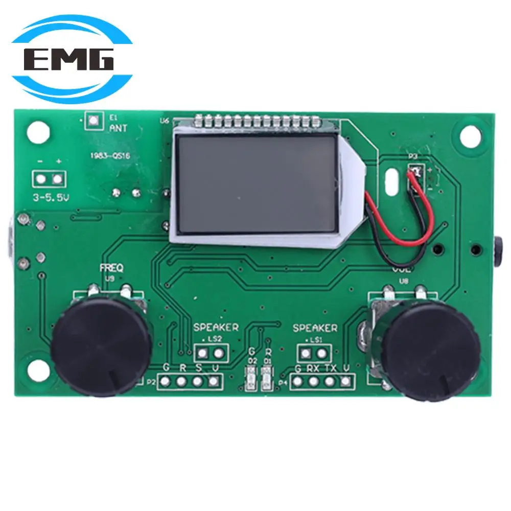 Digital Stereo FM Radio Receiver Module with LCD Display Frequency Modulation Stereo Circuit Board DC 3-5V for Receive DSP PLL