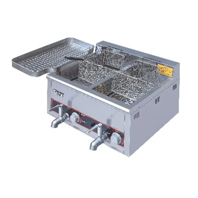 High Quality CE ISO9001 Certified Commercial Gas Fryer Machine Stainless Steel 160-230C Temperature Range 1 Year Warranty For