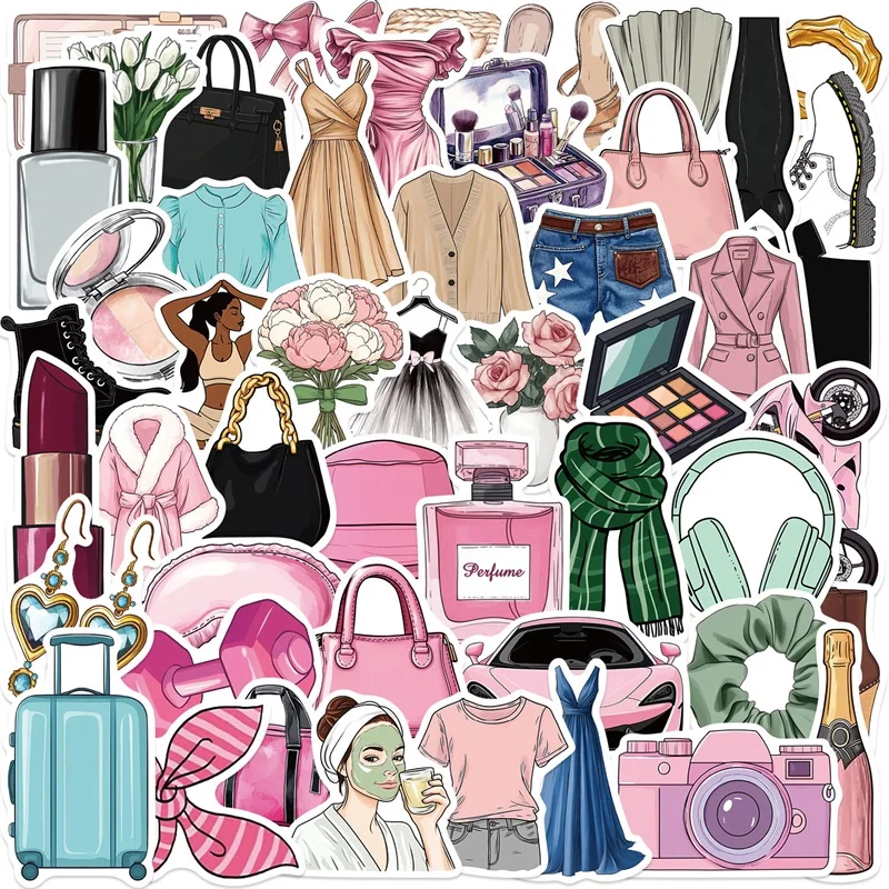 

10/30/50PCS Vintage Girl Life PVC Sticker Aesthetic Decoration Scrapbooking Supplies DIY Hand Accounting for Kids