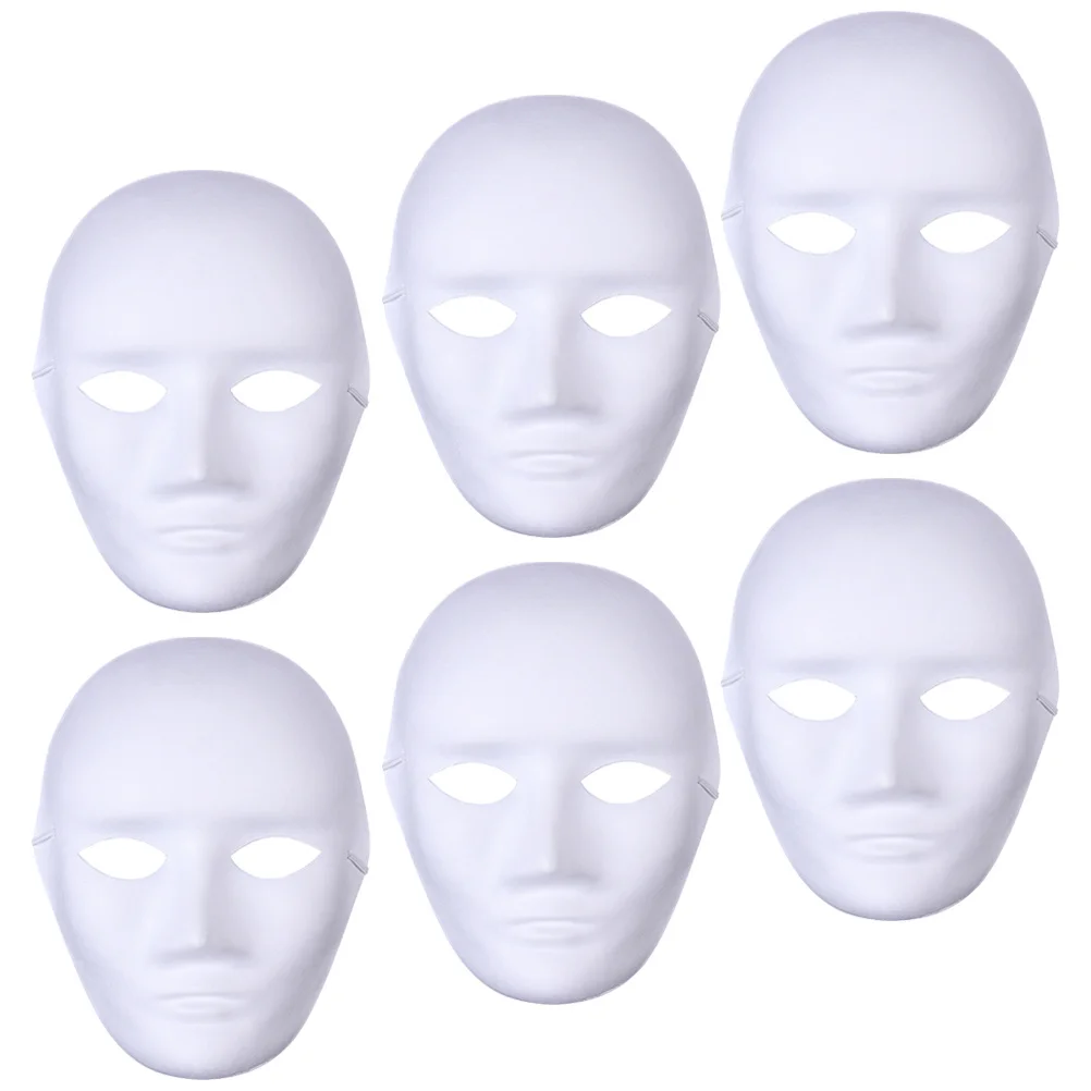

6Pcs Jingju Mask Blank Pulp Masks for Masquerade Party DIY Paintable Masks Lightweight Comfortable DIY Paintable Mask