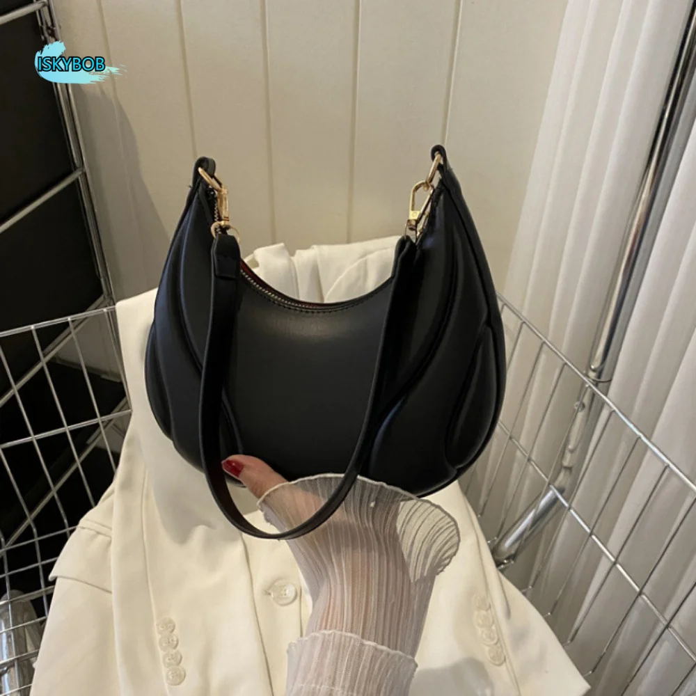 

Fashionable Pu Leather Crescent Bag Tote Casual Pu Leather Handbag Elagant Solid Color Underarm Bag Outdoor