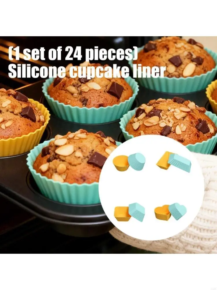 

24 Count Efficient Silicone Cupcake Holders Durable Party Baking Supplies For Kids And Adult Baking J0MC