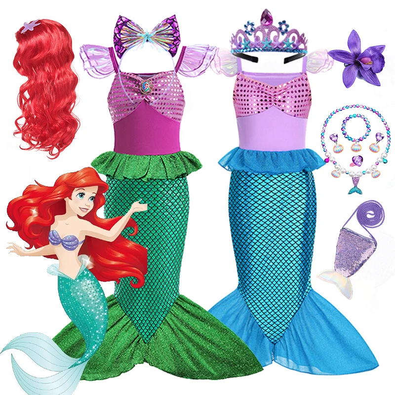 

Mermaid Dress for Girls Ariel Prom Princess Costumes Halloween Cosplay Dress for Kids Girls Birthday Party Dress Up Gown Clothes