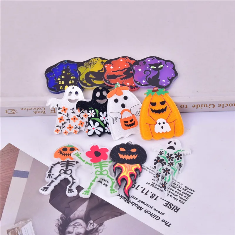 Mix 10pcs/set Halloween Evil Skull Pumpkin Acrylic Charms Pendant Jewelry Making Craft DIY image 5
