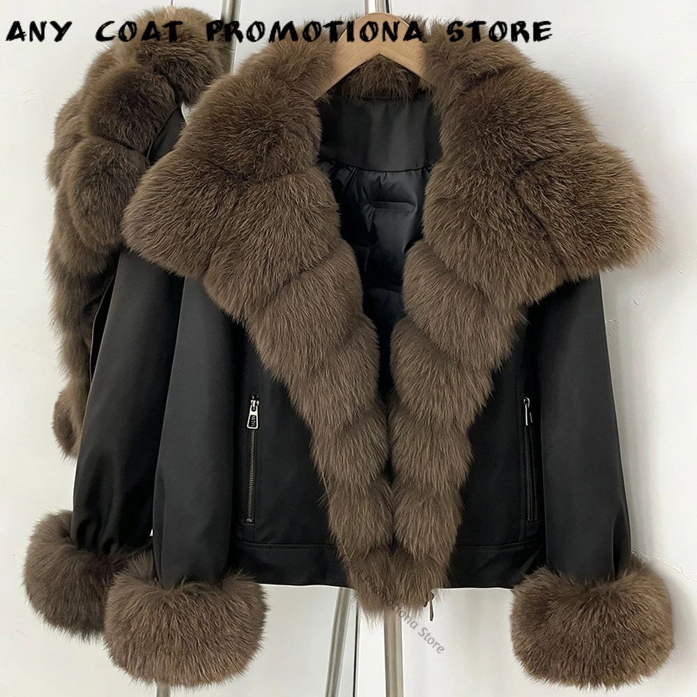 Women's Short Fur Collar Jacket Genuine Fur WearZipper Closure Ultra Warm Winter Cold Weather for City Fashion Street Style