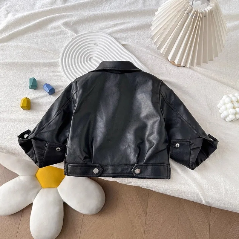 الفتيات السائق السترات ربيع الخريف 2025 الأطفال معاطف الموضة للطفل الفتيان الملابس بلوزات جلدية الاطفال ملابس خارجية المراهقين سترة