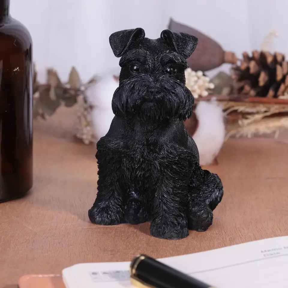 美しいミニシュナウザーの子犬の石,彫刻された黒のボブシディアンの