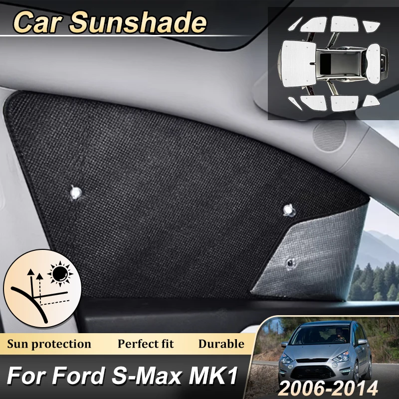

Для Ford S-Max MK1 2006-2014: Солнцезащитная наклейка на боковое стекло автомобиля, анти-УФ защита, аксессуары для авто