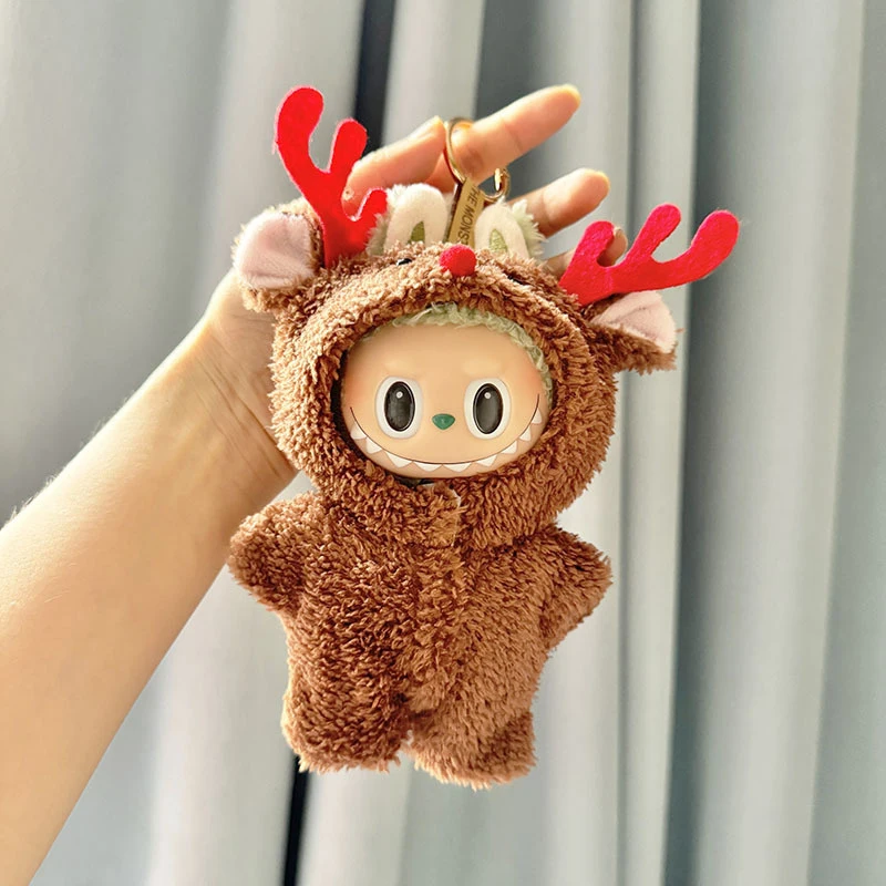 Red Horned Elk Jumpsuit Mini Plush Doll'S Clothes Outfit Accessories Only Clothes For Labubu Doll Clothing New Year Gift