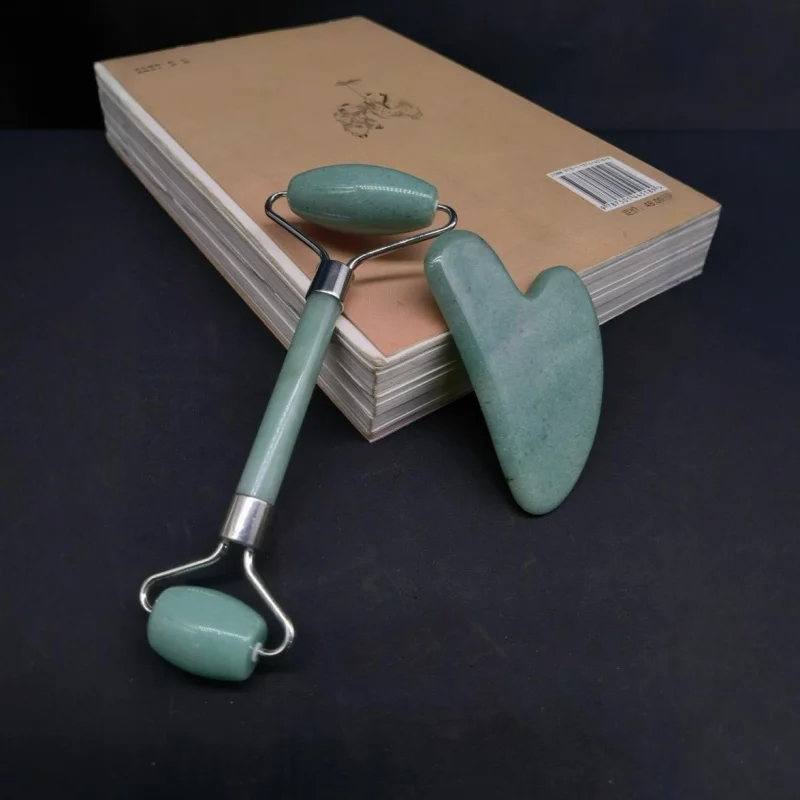 

Live Streaming Jade Roller Face Massager Beauty Scraping Stick Meridian Health Care Set