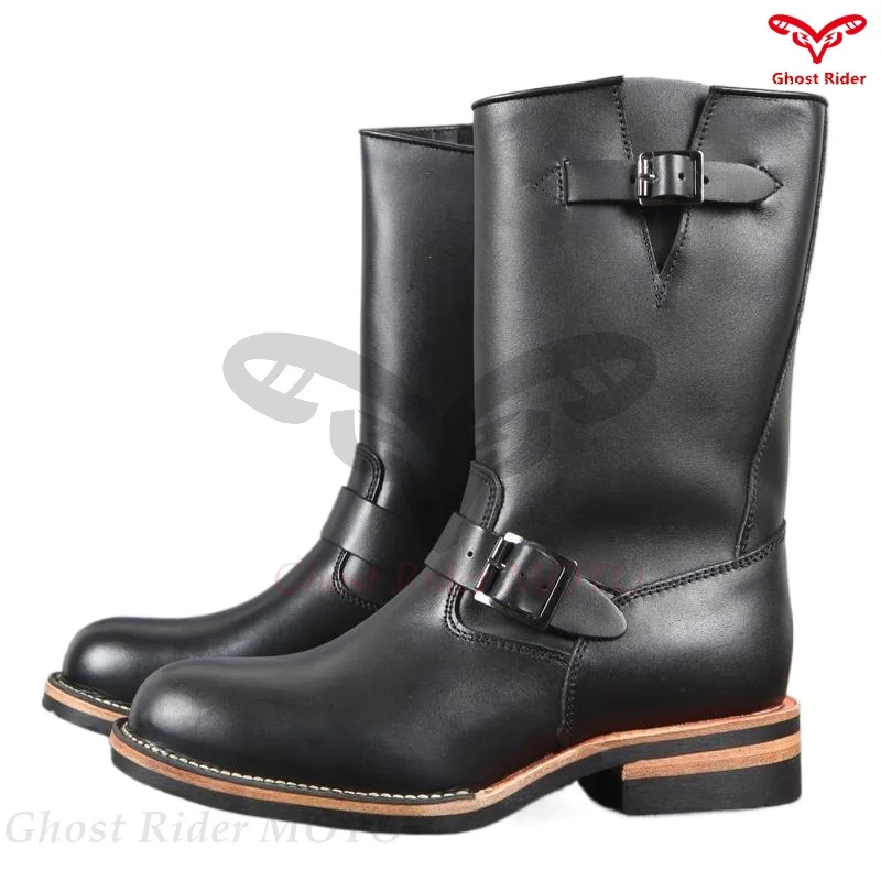 

Handmade shoes handmade American retro engineer boots thickened leather high leather boots motorcycle boots botas motocross
