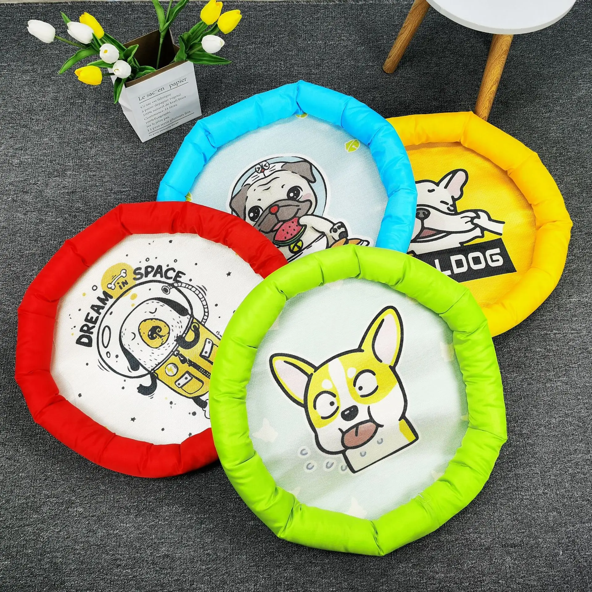 

Summer cat kennel cat and dog universal mat round nest Oxford cloth ice silk mat nest