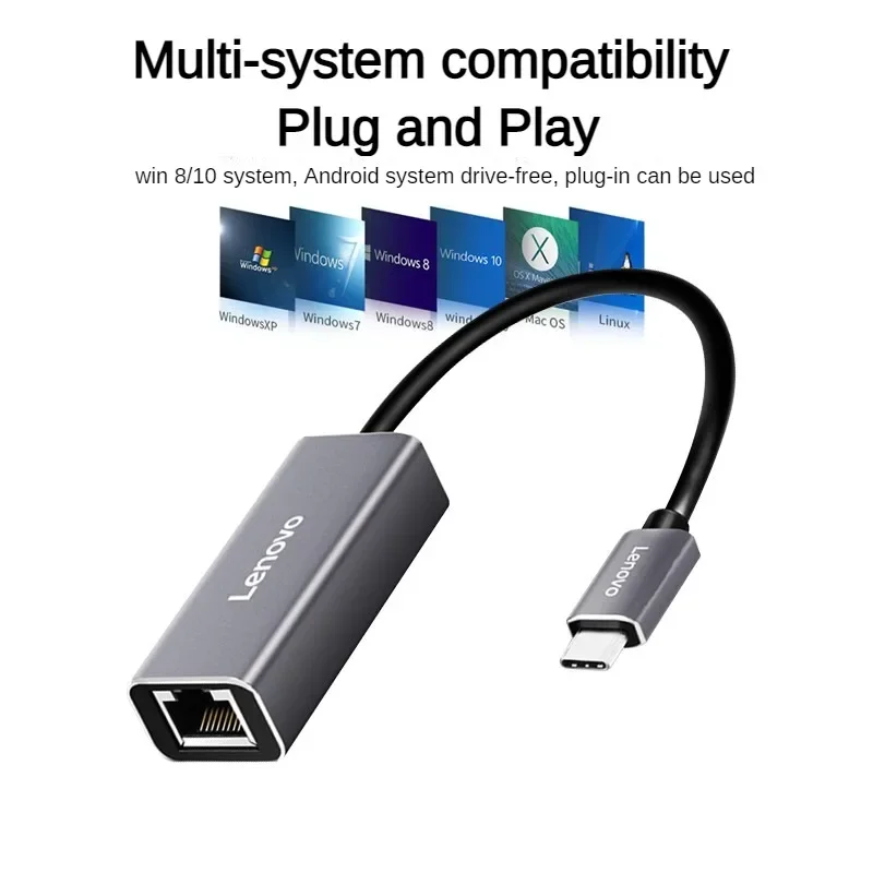 لينوفو-Type-C إلى منفذ شبكة جيجابت ، USB-C ، جولة RJ45 جيجابت بطاقة الشبكة السلكية ، موصل محول الكمبيوتر المحمول ، الخائن