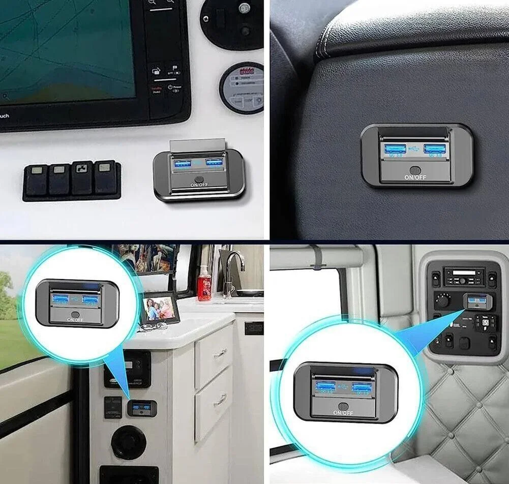 

96W 4 Port Power Panel Dual PD Dual QC3.0 Type C USB Quick Charger 3.0 With Switch Fast Charging For 12-24V Caravan Accessories