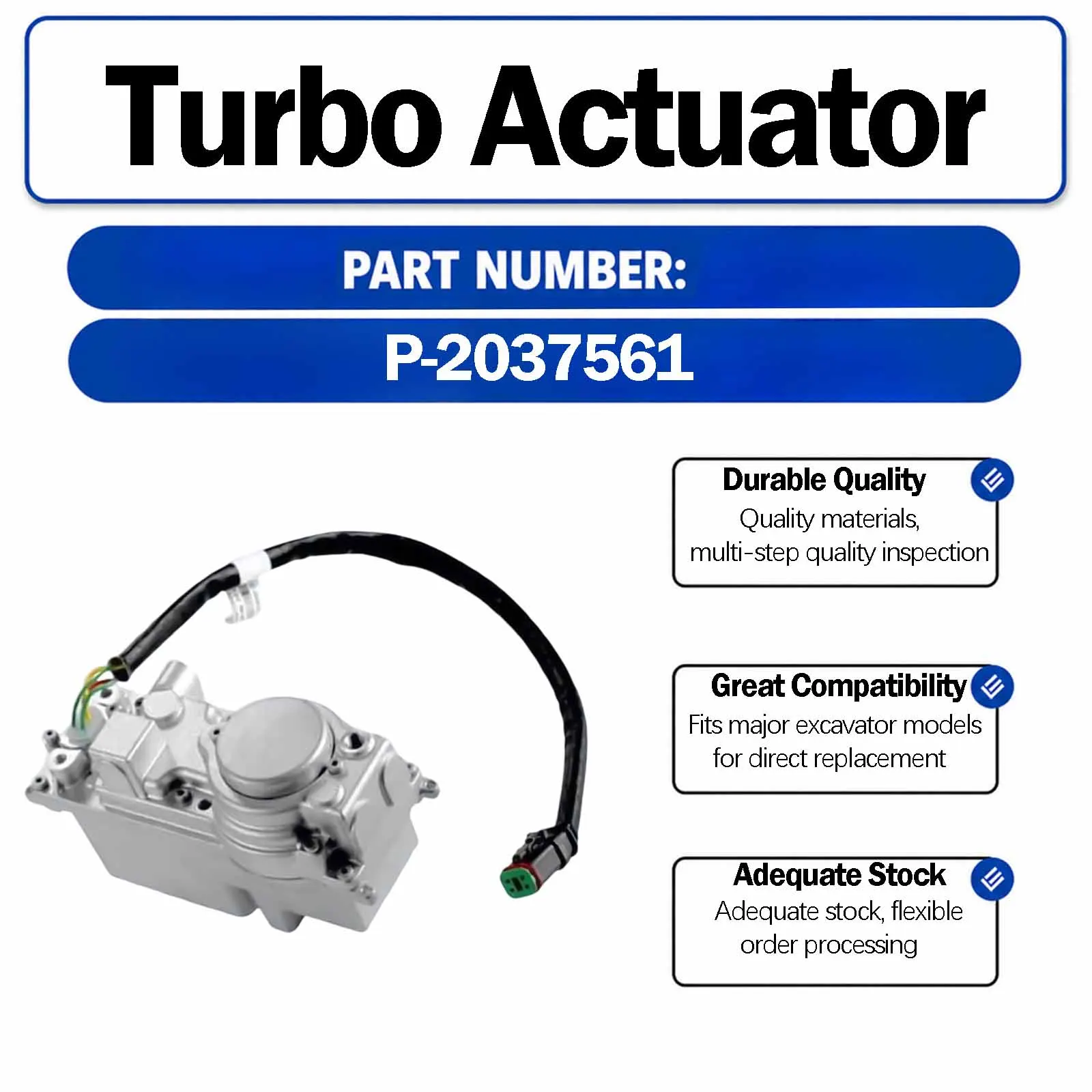 12V Turbo Eletronic Actuator P-2037561 2037561 For Paccar MX13 Engine HE400/HE500 Series (With cooling water holes)