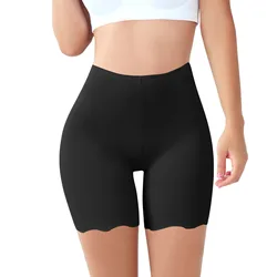 Women'S Solid Color Ice Silk Thin Leggings Slip Proof Short Safety Pants Wavy Three-Point Leggings Women'S Comfortable Shorts