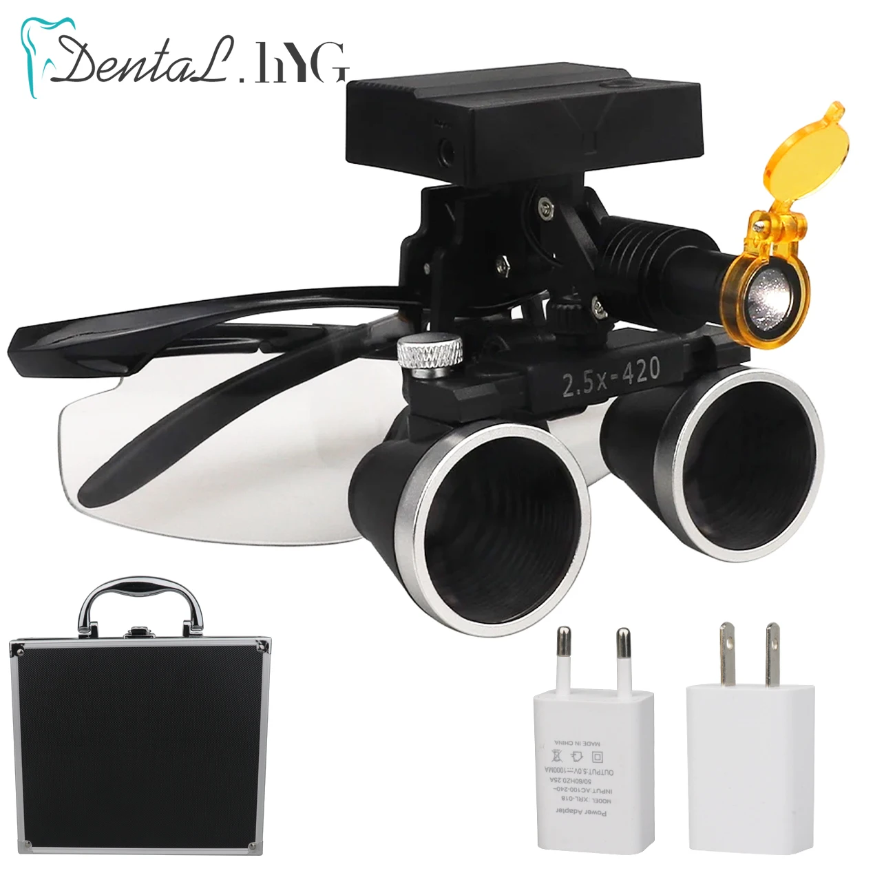 Dental Loupes Dentist Magnifier Dental Lab Medical Loupes Magnification Binocular 2.5/3.5x Headlight Wireless 5W Headlamp