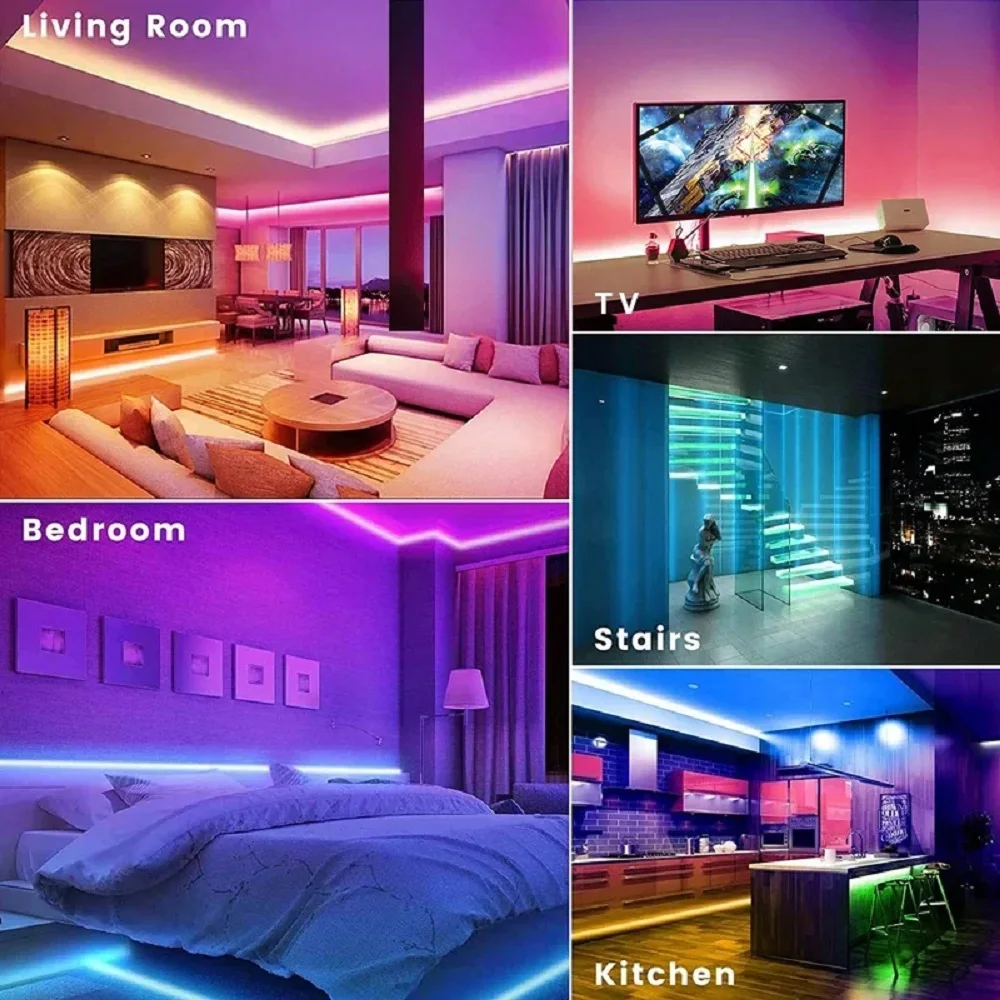 20M USB Led Strip Lights z 44-kluczowym pilotem na podczerwień 5050 RGB Tape do dekoracji sypialni Podświetlenie TV Luces Led