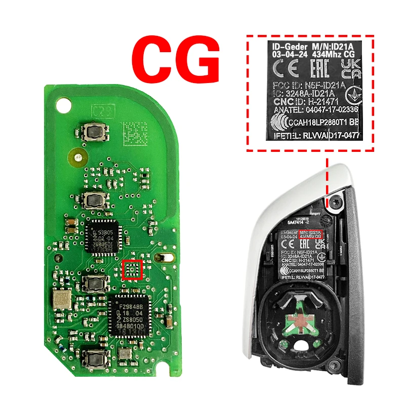 CN006133 FCC originale N5F-ID21A per BMW G Classis CA CG Chiave telecomando intelligente 4/3 + 1 chiave tripla IC: 3248A-ID21A 434MHZ 49 Chip