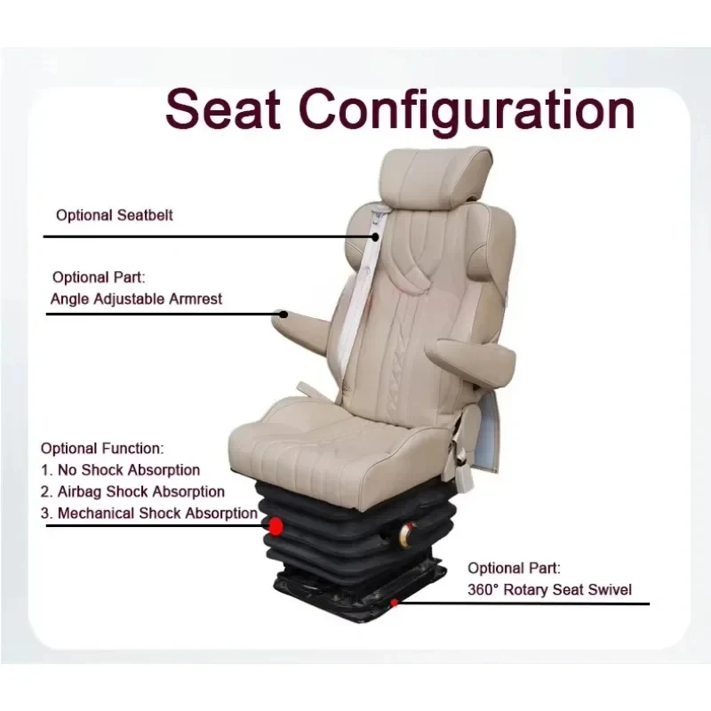 High Quality Heavy Duty Truck Driver Seat with Air Suspension Modified Seats for MPV RV Van Campervan Mini Bus Caravan