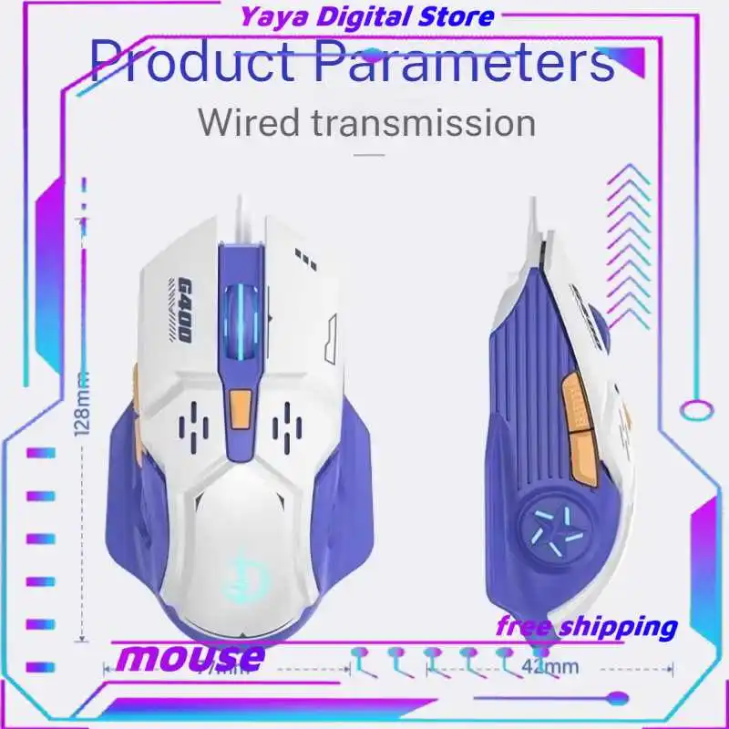G400 mouse com fio 7 botões efeito de iluminação rgb estilo mecha correspondência de cores que conforme ergonomia mouse para jogos adequado para escritório