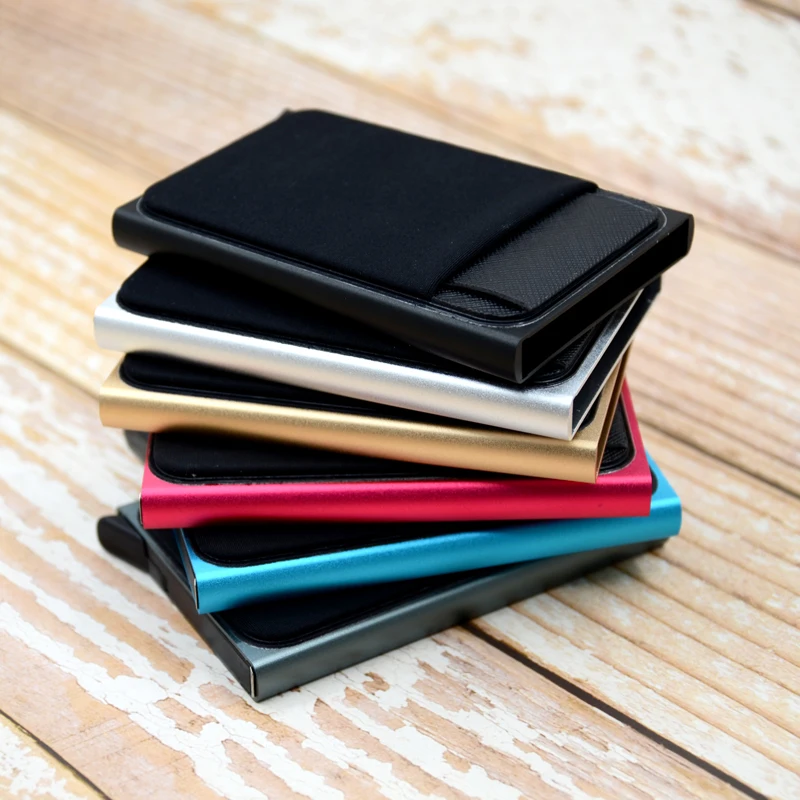 RFID Blocking Slim Metal Wallet Coin Purse Card Case Card Shrapnel Eject Wallet RFID Wallet for Men Slim Aluminum Holder Pocket