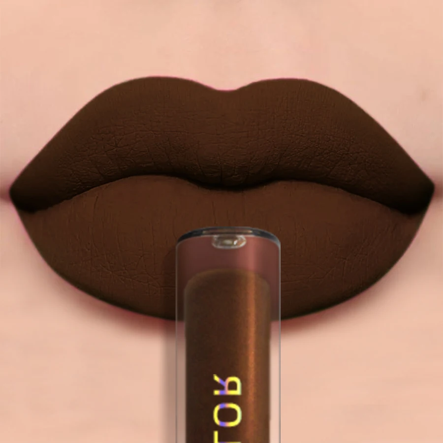 Richly Pigmented Matte Velvet Brown Lip Gloss - Non-Stick, Long Lasting, Velvety Smooth Finish - Hydrating Lip Glaze & Lip Mud M