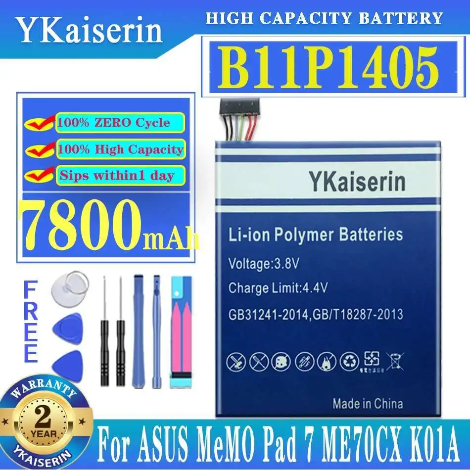 

For Asus Memo Pad 7 ME70CX K01A Tablet Battery Long-Lasting Performance Reliable Power B11P1405 7800Mah