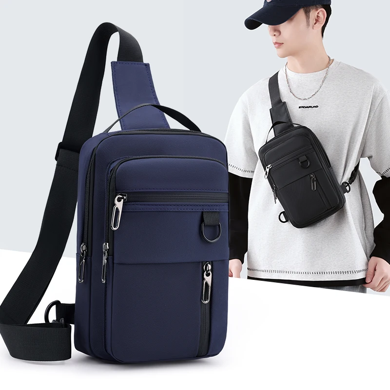 

Lightweight Men Nylon Chest Bag Multi-Function Casual Crossbody Sling Backpack Zip Pockets Adjustable Strap Daily Work Outdoor