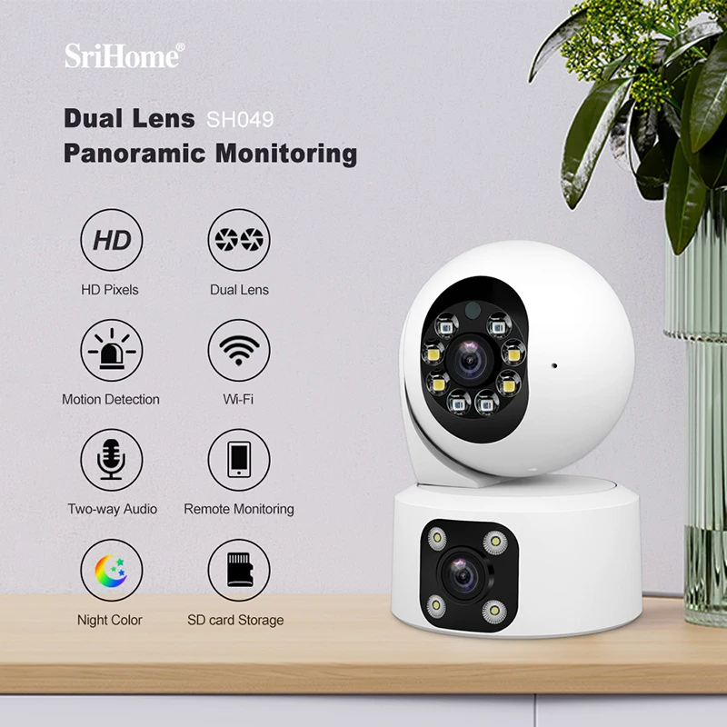 Sirome SH049 peluru PTZ kamera lensa ganda HD 1080MP kamera Wifi kamera pengawas pandangan malam CCTV AI pelacakan otomatis kamera