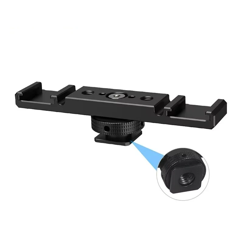 

Dual Cold Shoe Mount Light Extension Bar Bracket for Gopro Insta360 DSLR Camera Microphone Video Light Stand Vlog Tripod Holder