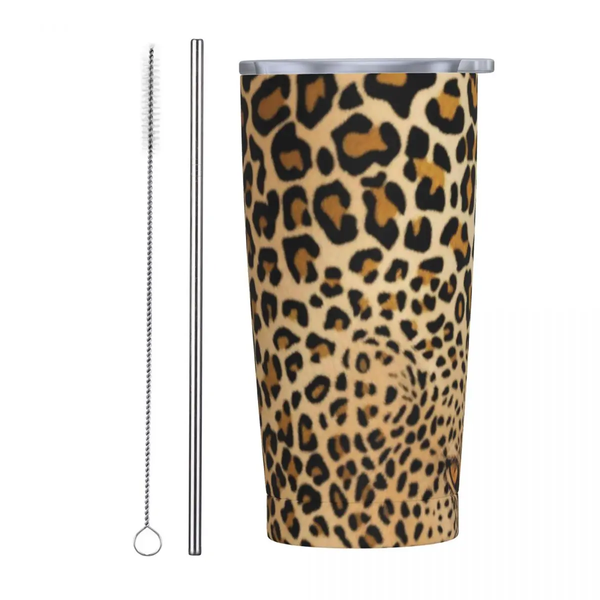 Stainless Steel Tumbler Cheetah Brown Car Mugs With Straws Hidden Leopard Beach Cold and Hot Water Bottle Heat Large Thermal Mug