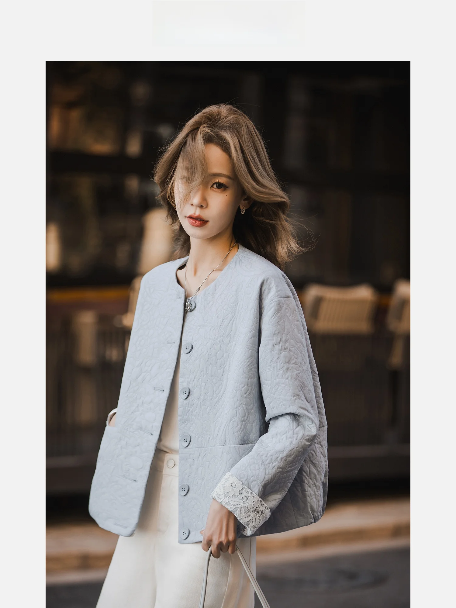 

New Chinese Sle Splicing ort Jaet Women's Spring 2026 Versatile Top Flower Pattern Embroidery Outerwear Casual Commute ...