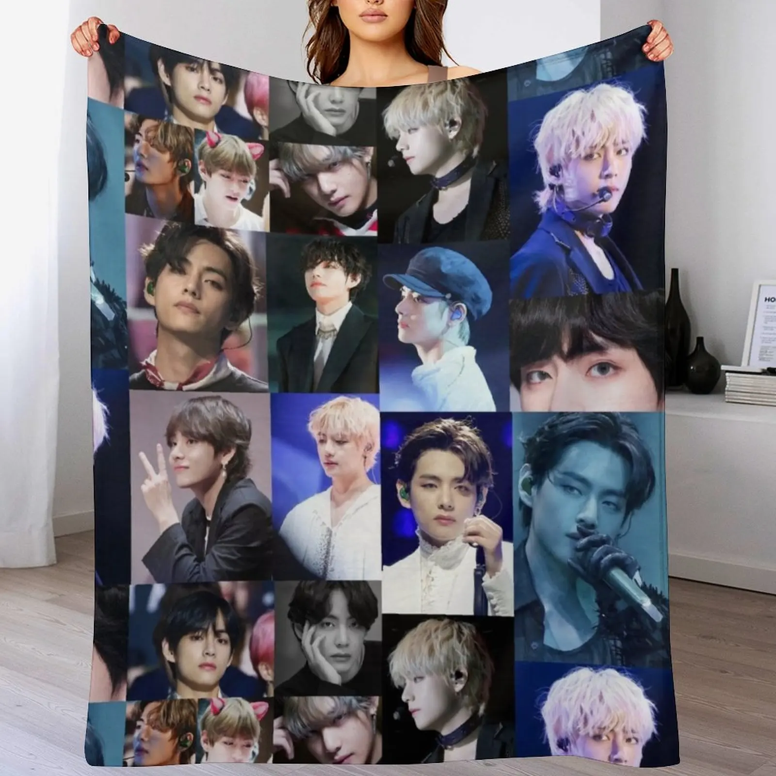 

Kim Taehyung Throw Blanket Heavy wednesday cosplay anime Plaid on the sofa Blankets