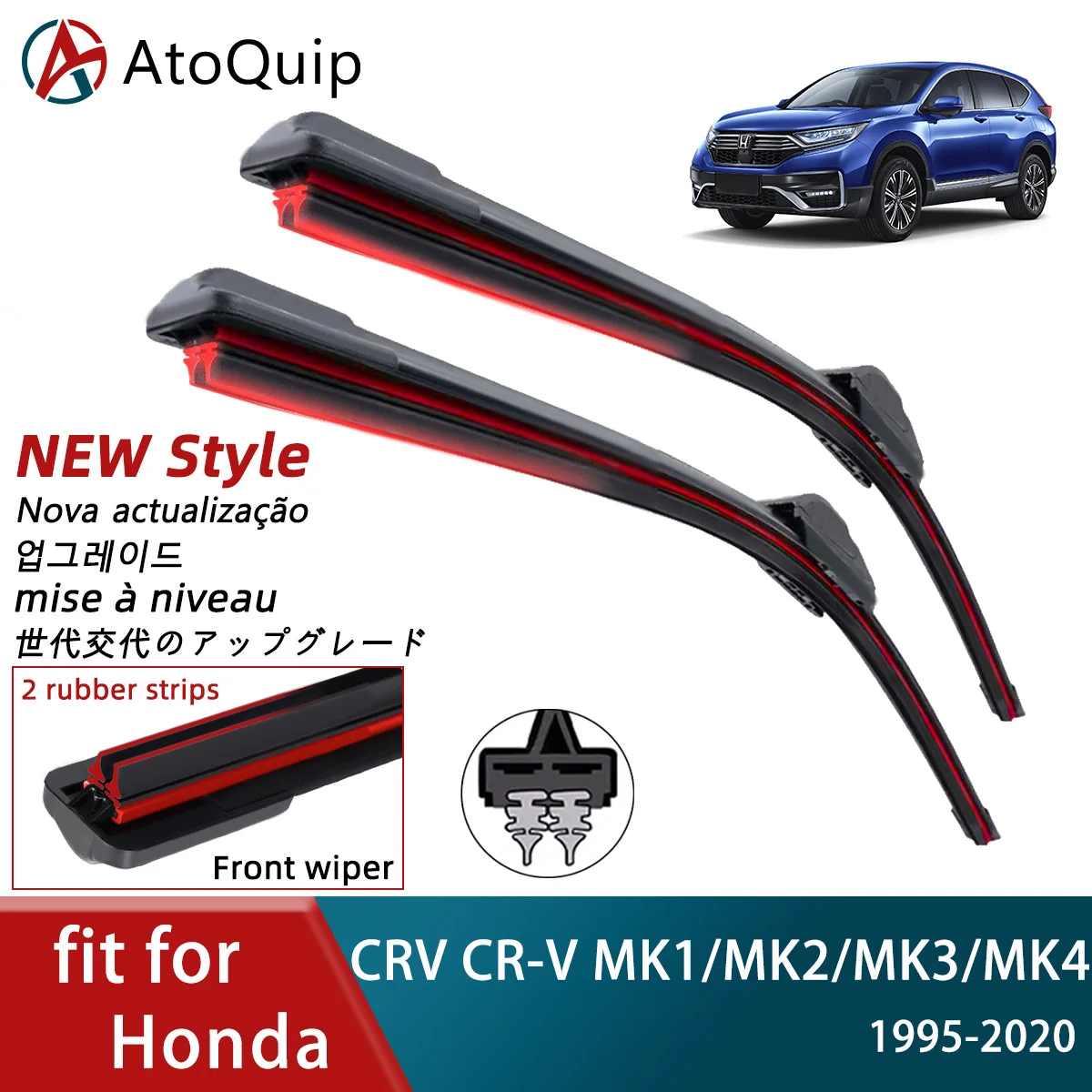 Wiper mobil karet ganda untuk Honda CRV CR-V MK1 MK2 MK3 MK4 sikat pisau depan memakai bagian Aksesori Wiper kaca depan