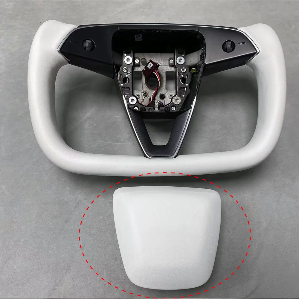 Decoración de cubierta de cuerno blanco para volante diseñado para Tesla Model 3 Highland Only