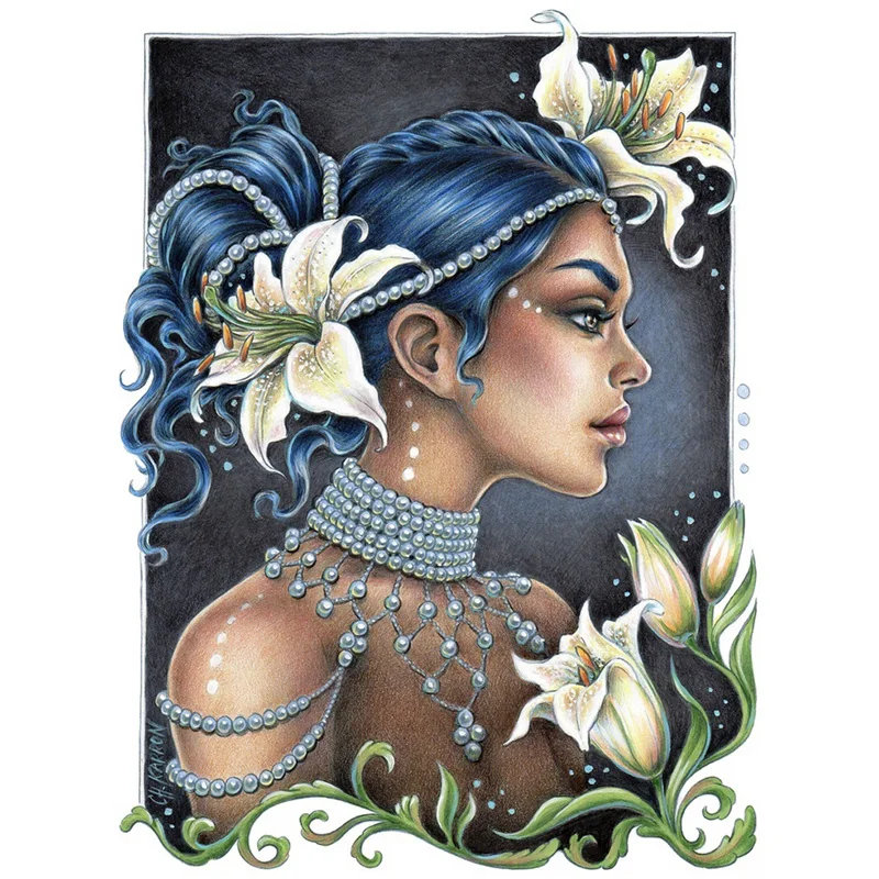 5D DIY Diamond Painting Cartoon Lily Girl Artwork Home Wall Decoration Painting