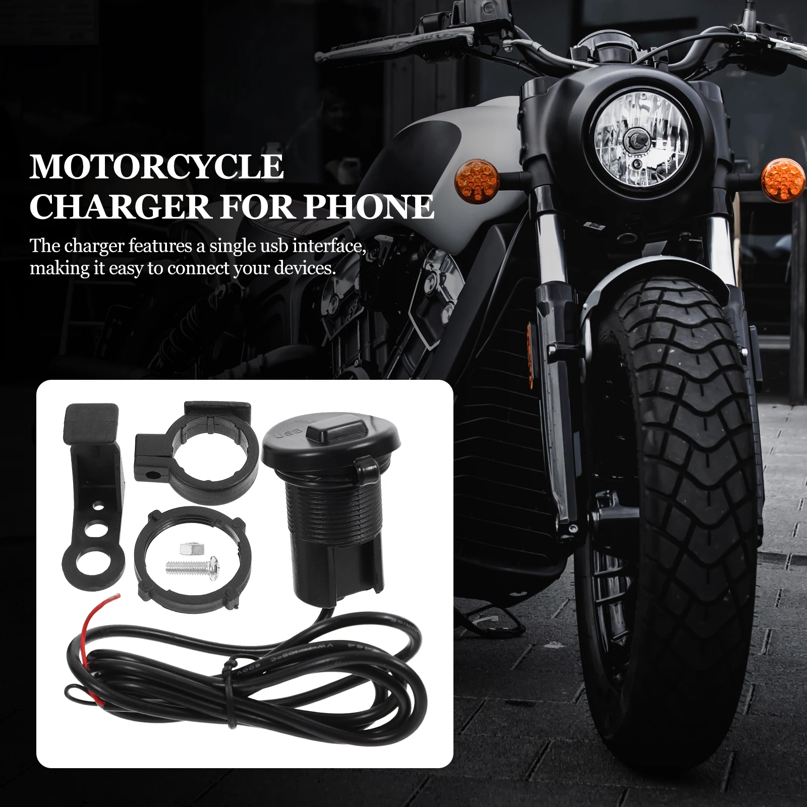 

Waterproof Car Usb for Motorcycle Scooter Charging Port Black Accessories