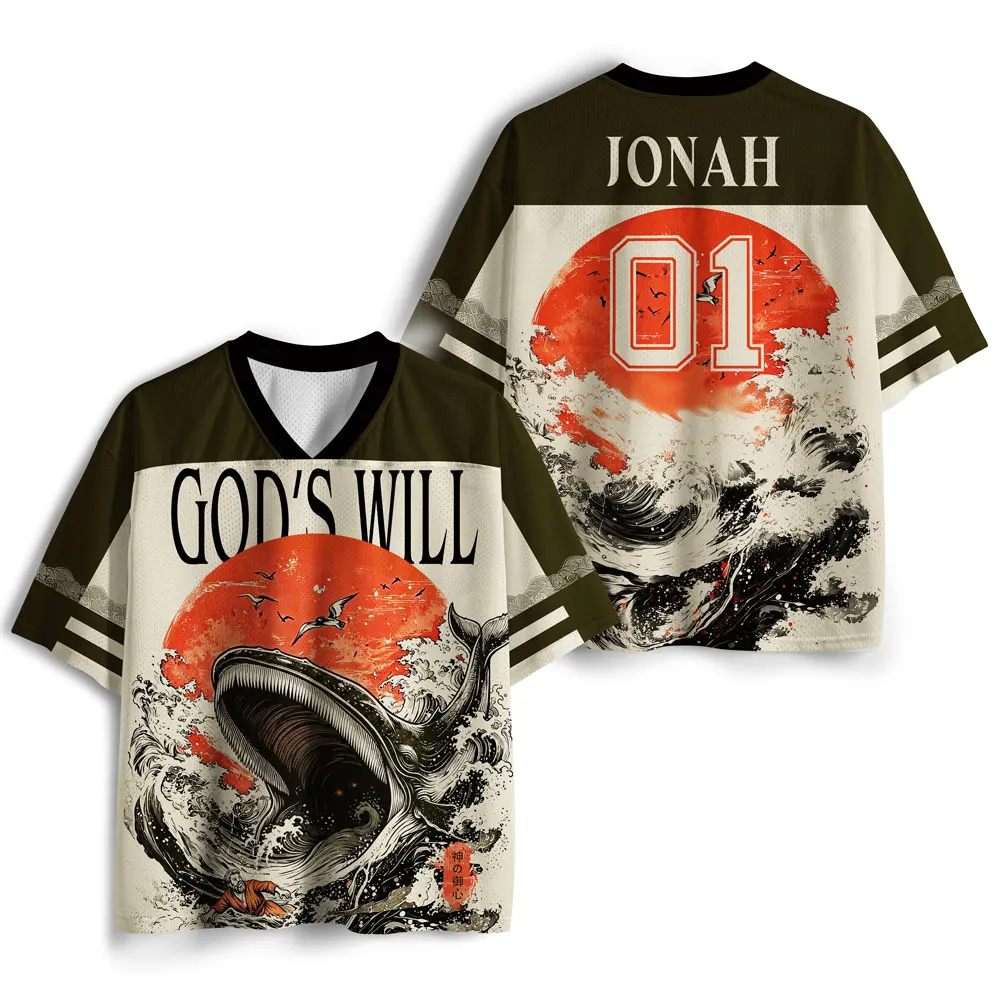 

2026 hot selling sports short sleeved T-shirt, Japanese whaling retribution T-shirt, uniquely designed sports mesh knit shirt