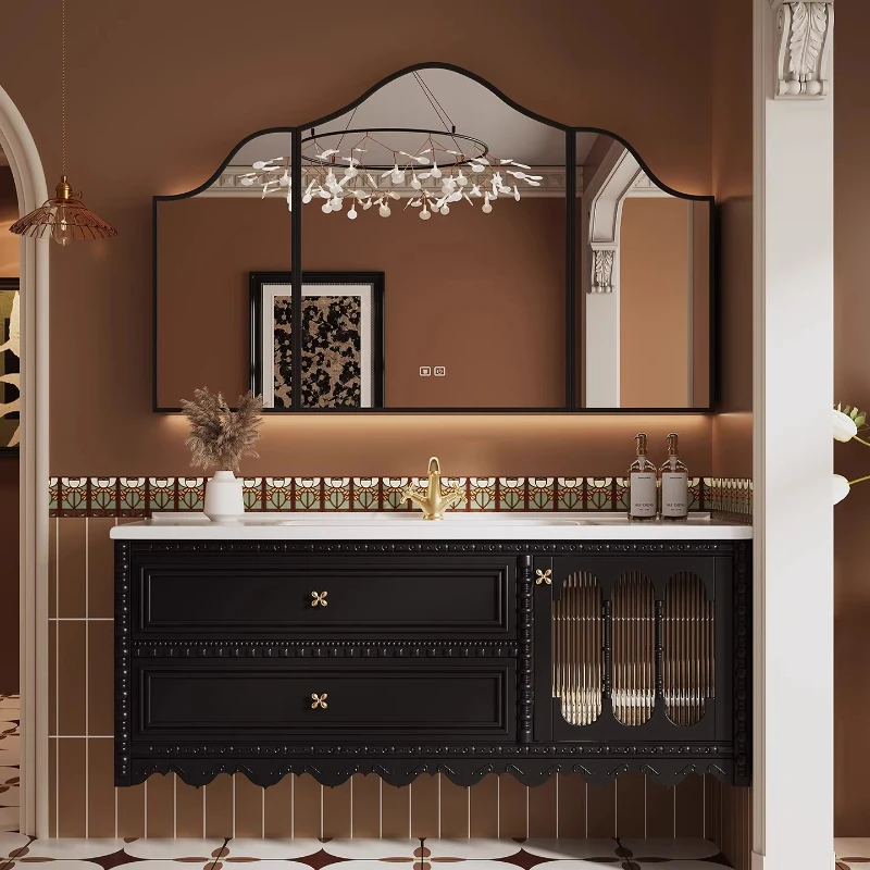 

Shelves Home Bathroom Cabinets Retro Toilet Sink Storage Bathroom Cabinets Mirrors Wood Furniture Ванная Комната MH40YSG