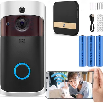 Video Doorbell Camera HD WiFi Doorbell Wireless Control Motion Detector Sound and Speaker Night Vision for iOS and Android