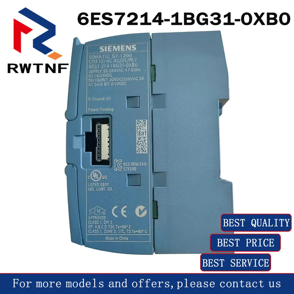 

Brand New Genuine 6ES7214-1BG31-0XB0 SIEMENS S7-1200, CPU 1214C, compact CPU module,100% original warehouse stock