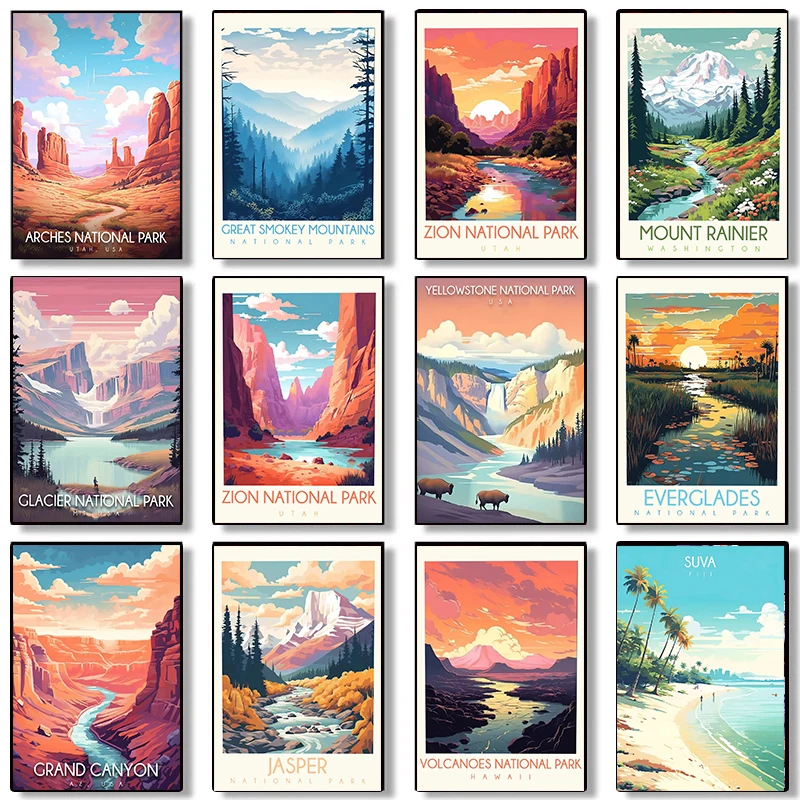 5D DIY Diamond Painting Embroidery Travel National Park Amazon Rainforest Badlands Death Valley Cross Stitch Wall Room Decor