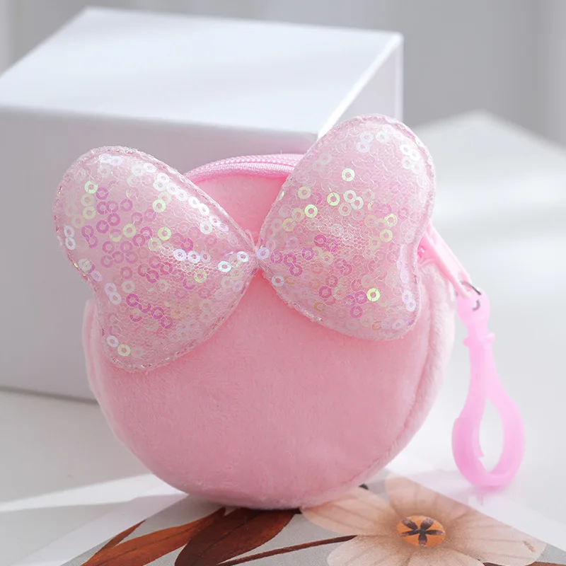 Candy Color Cute Earphone Bag Girl's Coin Purses Colorful Cartoon Butterfly Wings Fluffy Storage Bag for Children
