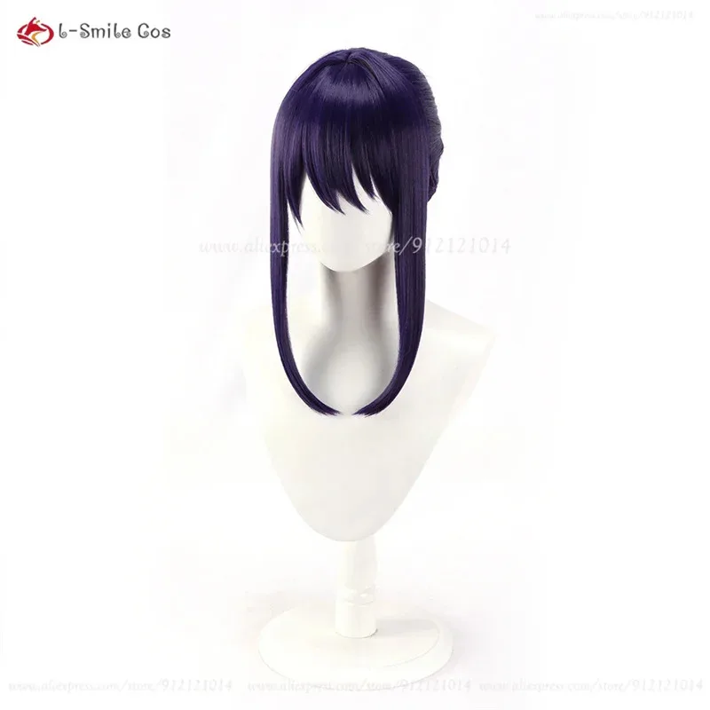 ES Souma Kanzaki 50cm Dark Purple Ponytail Wig Heat Resistant Synthetic Hair Halloween Anime Cosplay Wigs - view 4